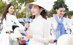 Lương Thùy Linh - Kiều Loan cùng Top 37 'Miss World Vietnam' đạp xe quảng bá du lịch thành phố Quy Nhơn