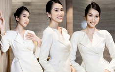 Á hậu Phương Anh 'bắn' tiếng Anh lưu loát tại buổi diễn thuyết