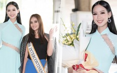 Á hậu Bảo Ngọc mặc áo dài đón đương kim Miss Intercontinental