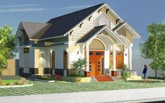 Mẫu biệt thự nhà vườn 1 tầng mái Thái cho gia đình 3 thành viên