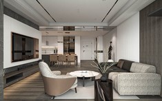 Nội thất căn hộ 110m2 trẻ trung khỏe khoắn với màu xám ghi chủ đạo