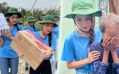 Vừa đăng quang, dàn á hậu Miss Grand Vietnam 2022 đi từ thiện miền Trung, không ngại khuân vác nặng nhọc