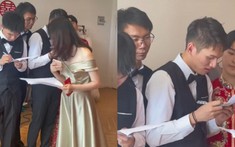 Đi đón dâu, nhà trai bị thử thách làm đề nghe IELTS ngay tại chỗ khiến dàn phù rể xanh mặt