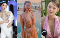 Vốn đã gợi cảm, Minh Hằng thường xuyên diện váy hở vòng một đi ăn cưới