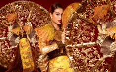 Thiên Ân diện trang phục dân tộc 'Trúc chỉ' đẹp rực rỡ, nổi bật nhất nhì đêm thi National Costume MGI 2022