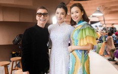 MC Kim Huyền Sâm, ca sĩ Hoàng Kim Long diện áo dài đi xem show của NTK Kenny Thái