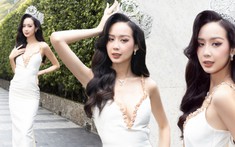 Bảo Ngọc đội vương miện 8 tỷ, thần thái sắc sảo trong ngày đầu làm giám khảo Hoa hậu Việt Nam 2022