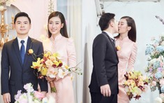 Lễ rước dâu của Đỗ Mỹ Linh dùng hơn 10 loại hoa trang trí: Cô dâu, chú rể 'khóa môi' cực ngọt