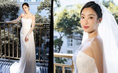 Trước giờ G đám cưới, cô dâu Đỗ Mỹ Linh diện đầm cưới tinh tế, nhan sắc xinh đẹp tựa công chúa