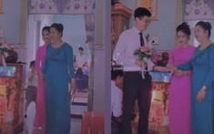 Lần đầu cưới còn bỡ ngỡ: Cô dâu bối rối đến mức dắt tay mẹ đưa cho chú rể
