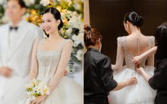 Mỹ nhân có làn da đẹp nhất Hoa hậu Việt Nam kết hôn, tung ảnh váy cưới tiền tỷ trong hôn lễ