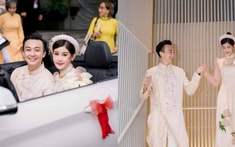 Lê Âu Ngân Anh rạng rỡ sánh đôi cùng chồng MC điển trai, chú rể không kìm được nước mắt trong ngày cưới