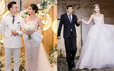 Lê Âu Ngân Anh diện 3 váy cưới trong tiệc báo hỷ ở quê chồng