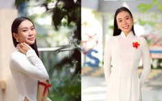 Hoa hậu Ban Mai về thăm trường cũ trong tà áo dài thước tha