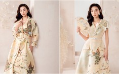 Hoa hậu Thùy Tiên thanh lịch trong những dáng đầm hoa sen, chim khổng tước