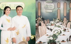 Đám hỏi hoa hậu Ngọc Hân: Cô dâu, chú rể diện áo dài thêu chim hạc, không gian trang trí 500 bông hoa Sen