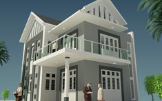 Mẫu thiết kế biệt thự 2 tầng mái Thái cho gia đình 3 thế hệ