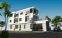 Mẫu thiết kế nhà ống 3 tầng 4,5x23m hiện đại 5 phòng ngủ