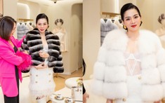 Lệ Quyên xách túi bạch tạng đắt đỏ đi shopping áo lông thú