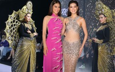 Không phụ lòng 'chị sinh đôi' Khánh Vân, hoa hậu Thiên Ân chiếm mọi spotlight với màn trình diễn áo dài đầy quyền lực