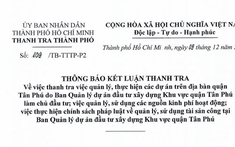 Những thiếu sót trong 135 dự án của Ban QLDA đầu tư xây dựng Khu vực quận Tân Phú