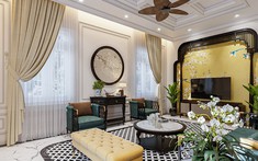 Nội thất biệt thự kết hợp hài hòa giữa phong cách hiện đại sang trọng và Indochine tinh tế