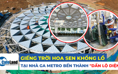 “Giếng trời hoa sen khổng lồ” tại nhà ga metro Bến Thành dần lộ diện