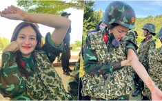 Diễn viên Thùy Anh hé lộ loạt ảnh hậu trường lấm lem , thương tích đầy mình trong 'Sao nhập ngũ'