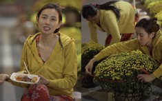 Thùy Tiên diện đồ bộ hóa tiểu thương chính hiệu, lăn xả xuống đường bán hoa ngày Tết
