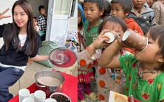 Hoa hậu Thùy Tiên vượt đèo trao lì xì, tận tay nấu trà sữa cho trẻ em tại Hà Giang