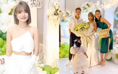 Vợ Mạc Văn Khoa diện đầm trắng tựa cô dâu trong tiệc sinh nhật, sẵn sàng 'chặt chém' hoa hậu Khánh Vân