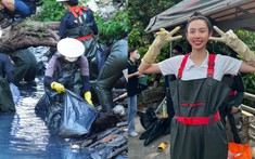 Thùy Tiên ghi điểm tuyệt đối khi không ngại bẩn, xông xáo xuống kênh ô nhiễm dọn rác