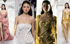 First Face Bảo Ngọc thần thái sắc sảo, Vedette Tiểu Vy hóa nữ thần trong 'Shadow Show' của NTK Lê Thanh Hòa