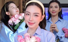 Thùy Tiên bắt trend Lưu Diệc Phi cầm hoa, nhan sắc không hề thua kém 'thần tiên tỉ tỉ'