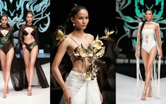 Vedette H’Hen Niê diện váy mạ vàng 24k, Minh Tú - Hương Ly catwalk đôi ấn tượng tại show Exotica