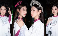 Thùy Tiên - Thiên Ân - Thanh Thủy khoe sắc rực rỡ trong tà áo dài tại đêm bế mạc lễ hội Làng Sen 2023