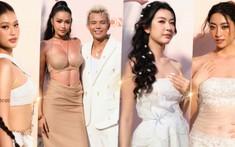 Ngọc Châu khoe cơ bụng, Thúy Vân - Lương Thùy Linh - Thiên Ân đọ visual trên thảm đỏ show 'Rhythm' của NTK Đỗ Long