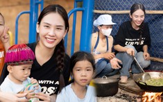 Hoa hậu Mai Phương về miền núi xây dựng bếp ăn cho trẻ em, nạp thêm năng lượng trước ngày thi Miss World