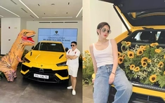 Đi nhận bàn giao xe Lamborghini hơn 20 tỷ đồng với chồng, Đoàn Di Băng hóa trang thành khủng long