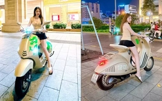 Hot girl khoe Vespa 946 Dragon bản siêu giới hạn, tiện giới thiệu luôn siêu biển ngũ quý 5